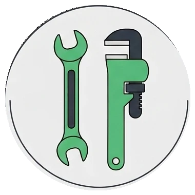 An open-ended spanner and a pipe wrench